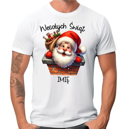 Koszulka męska świąteczna - prezent na Mikołajki Mikołaj - personalizowana BN08