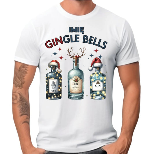 Koszulka męska świąteczna - Gin Gingle bells - personalizowana BN68