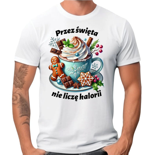 Koszulka męska świąteczna - Przez święta nie liczę kalorii BN31