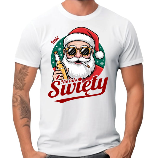 Koszulka męska świąteczna - Mikołaj nie taki święty - personalizowana BN80