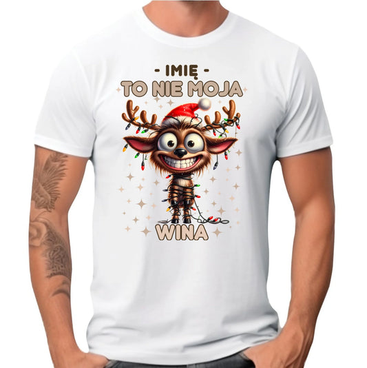 Koszulka męska świąteczna - Renifer To nie moja wina - personalizowana BN93