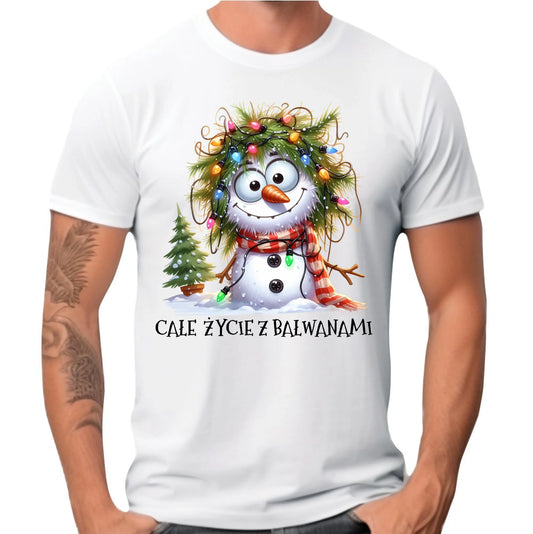 Koszulka męska świąteczna - Całe życie z bałwanami BN125