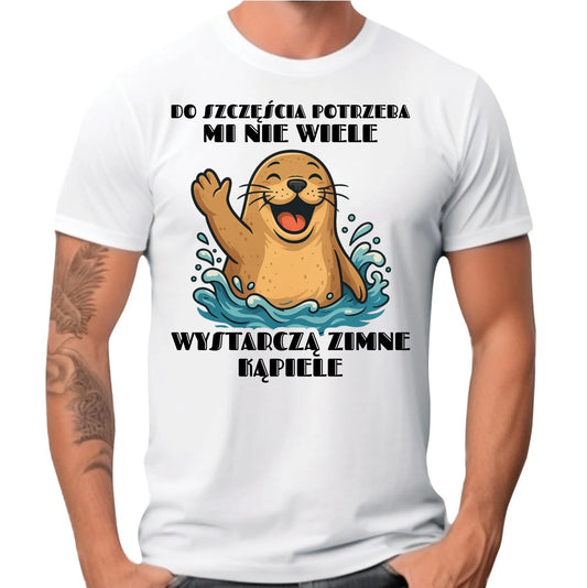 Koszulka męska - prezent dla morsa - Do szczęścia potrzeba mi nie wiele HM06 - StoryCups.pl