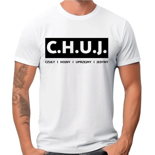 Koszulka męska - prezent dla kolegi na Dzień Chłopaka przyjaciela - C.H.U.J. - bez cenzury DCH12