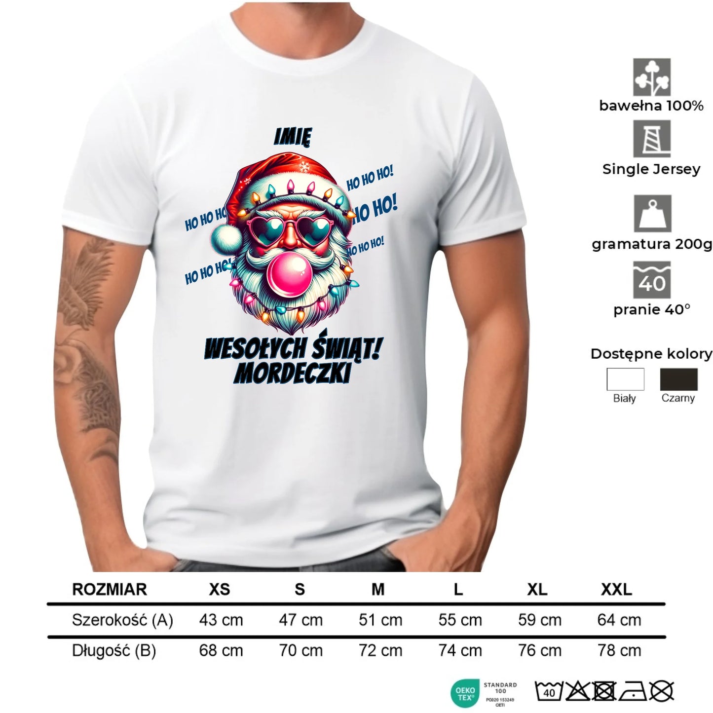 Koszulka męska świąteczna - Mikołaj Wesołych Świąt Mordeczki - personalizowana BN17
