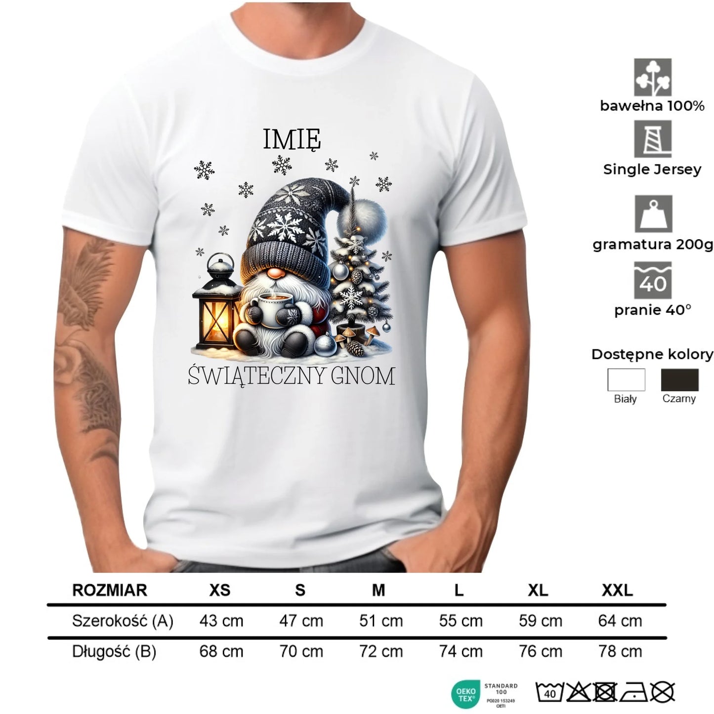 Koszulka męska świąteczna - Gnom z czekoladą - personalizowana BN41