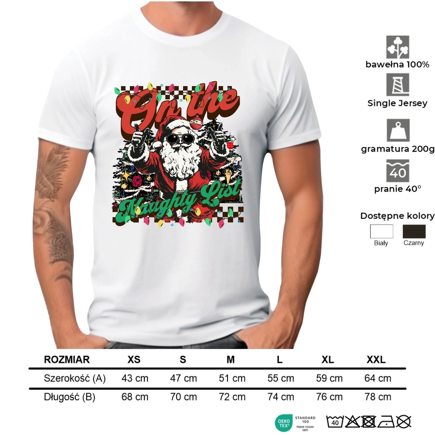 Koszulka męska świąteczna - On the Naughty List BN50