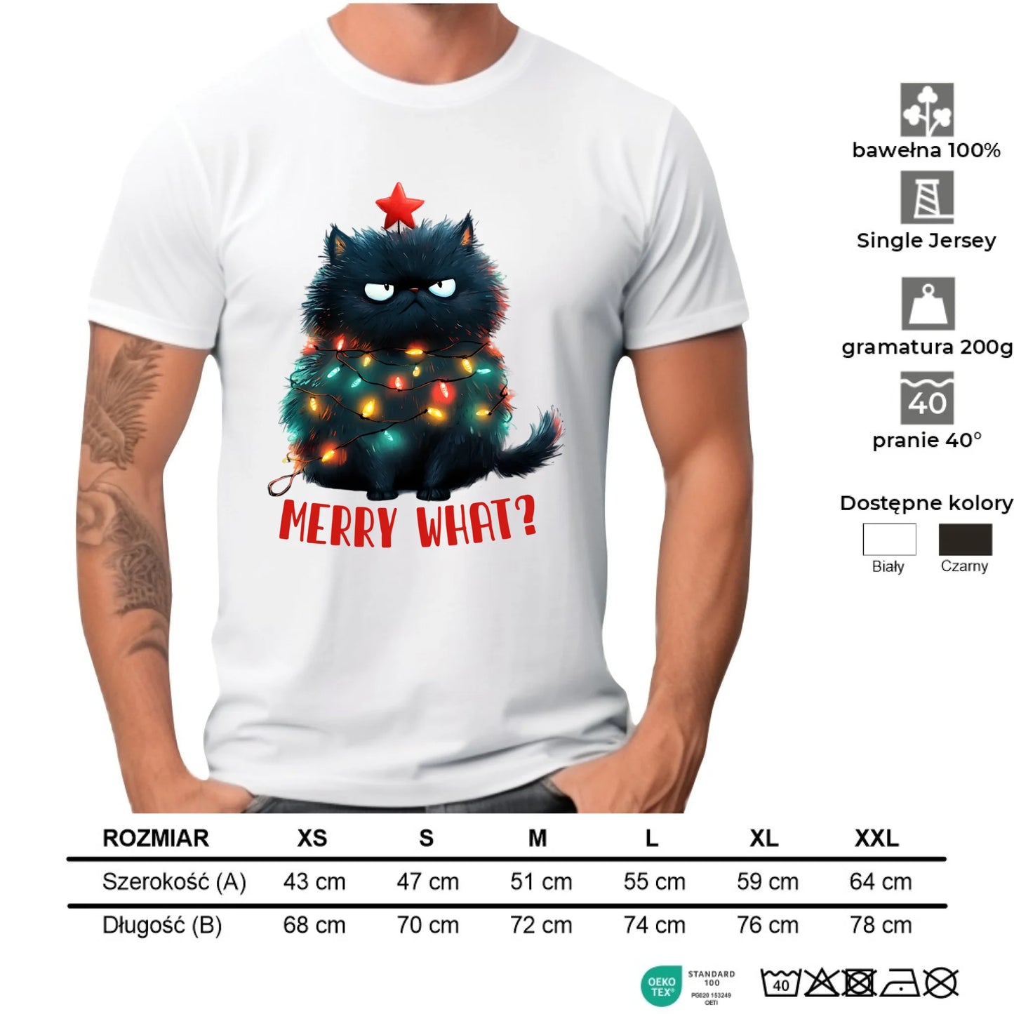 Koszulka męska świąteczna - Grumpy Cat Merry what? BN37