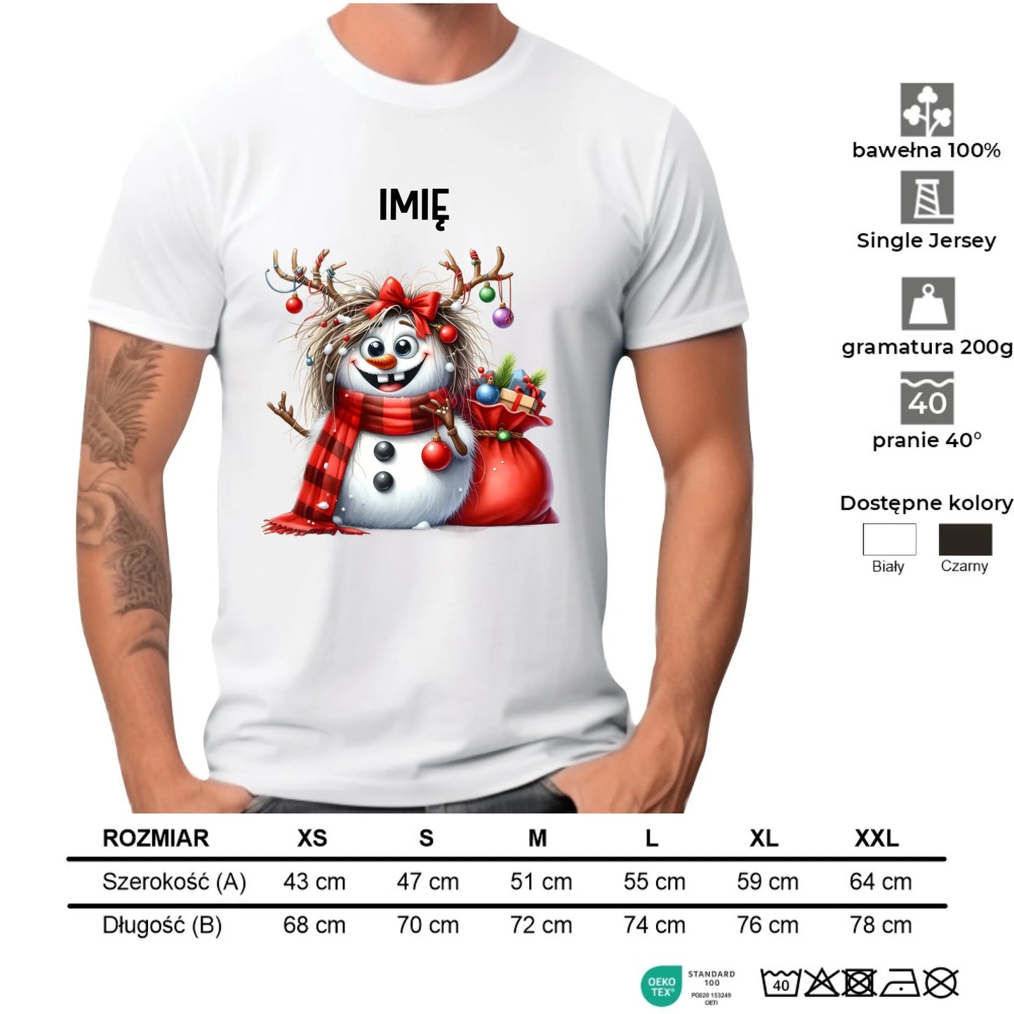 Koszulka męska świąteczna - Bałwanek - personalizowana BN70