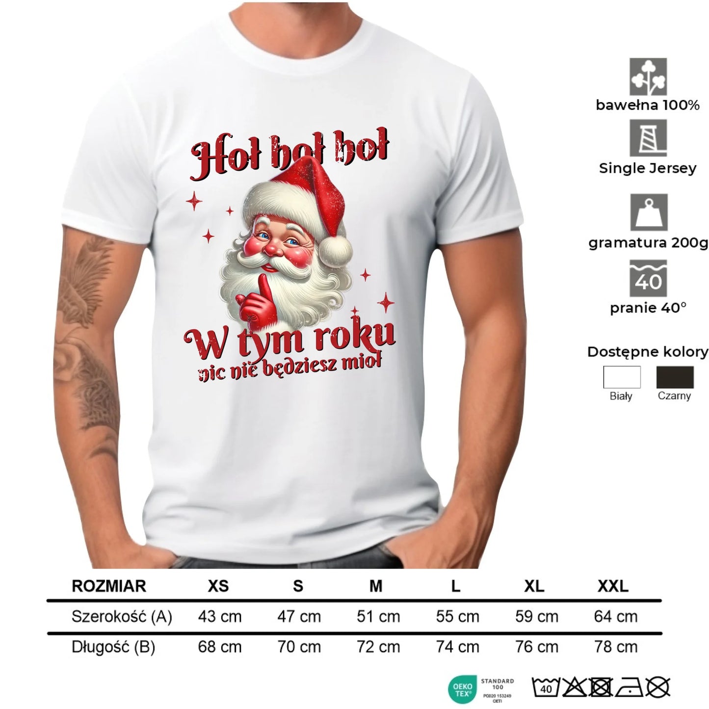 Koszulka męska świąteczna - Mikołaj Hoł hoł nic nie będziesz mioł BN66