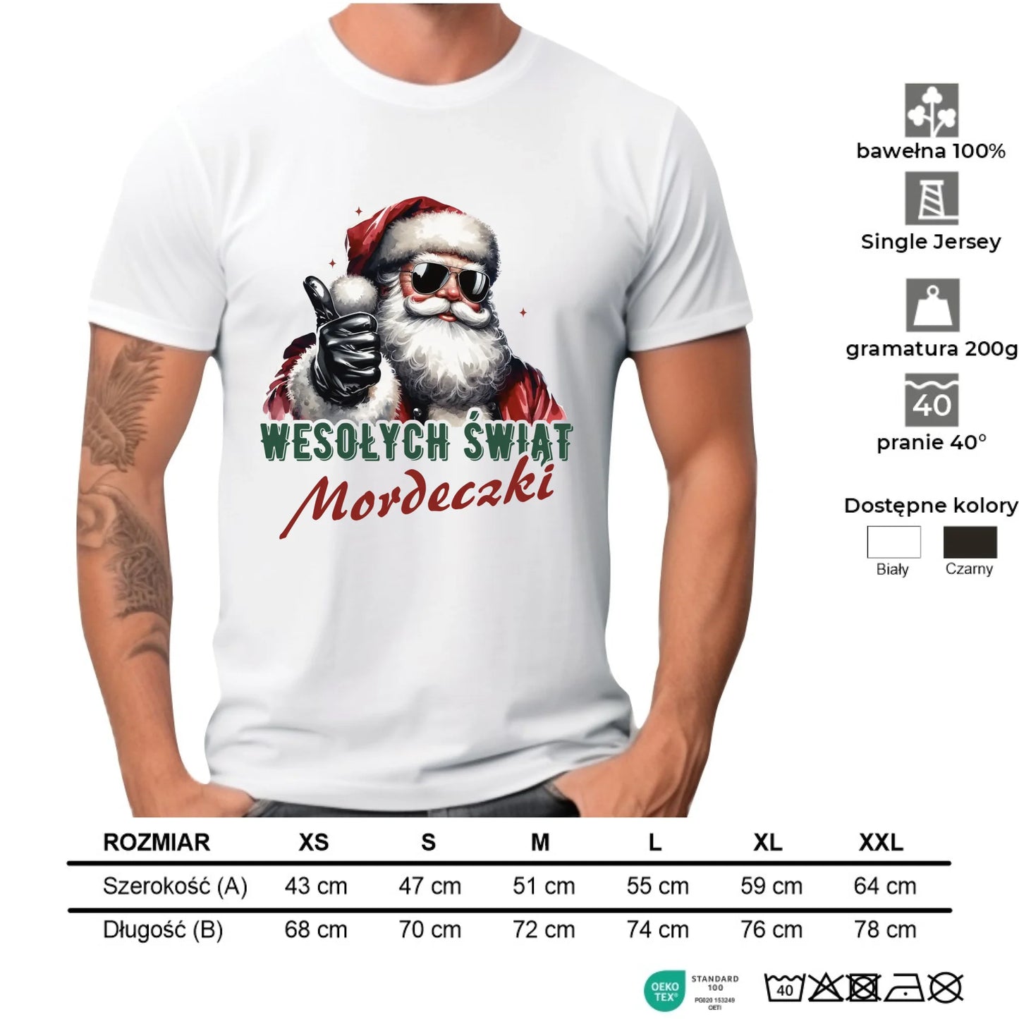 Koszulka męska świąteczna - Mikołaj Wesołych Świąt mordeczki BN65