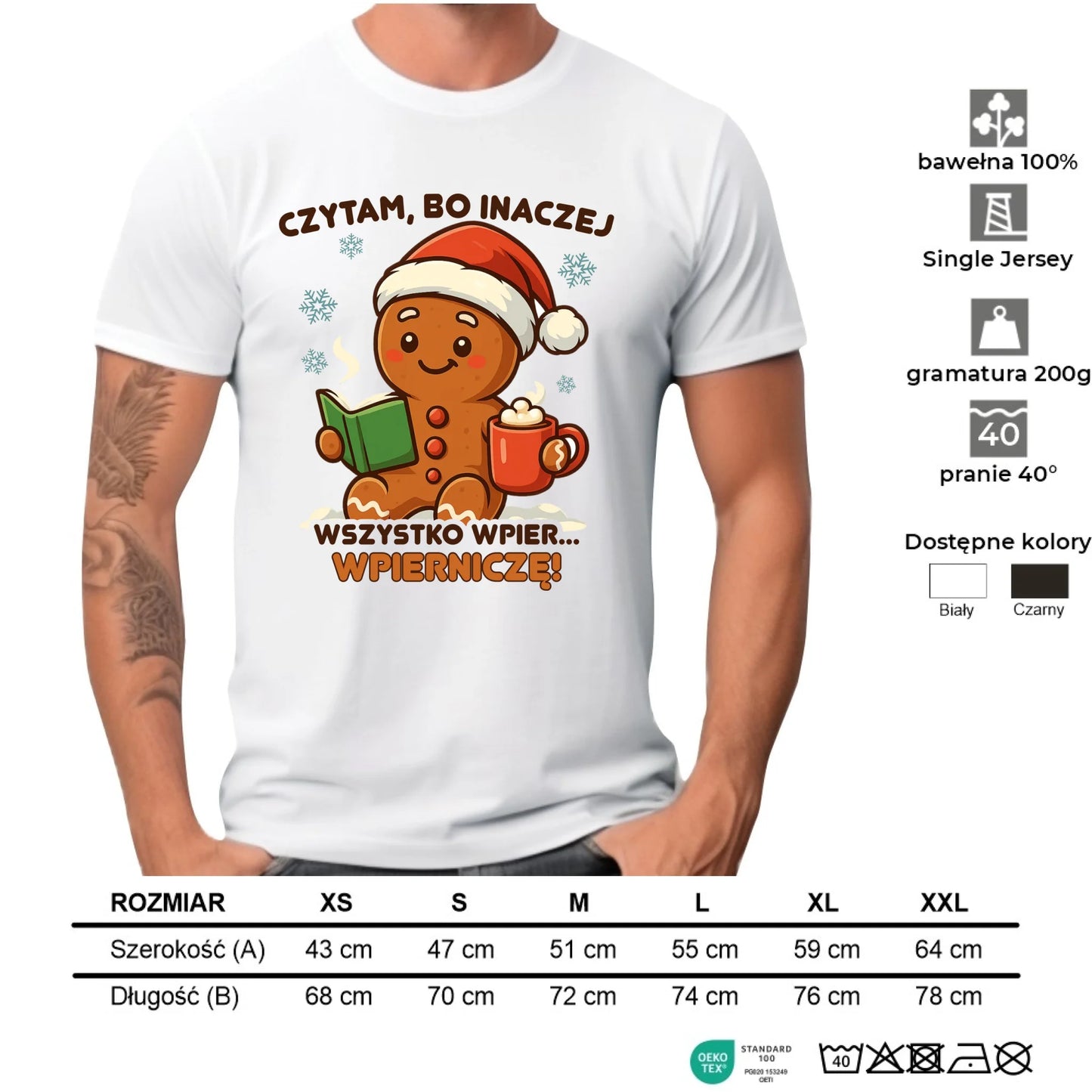 Koszulka męska świąteczna - Czytam, bo inaczej wszystko wpier... wpierniczę BN79
