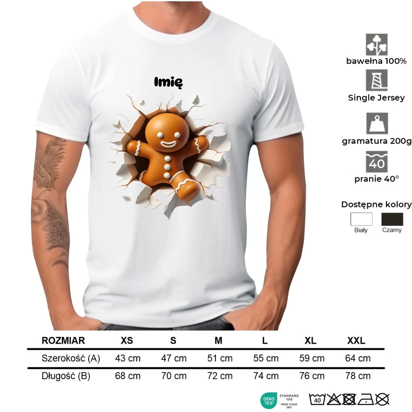 Koszulka męska świąteczna - Pierniczek 3D - personalizowana BN81