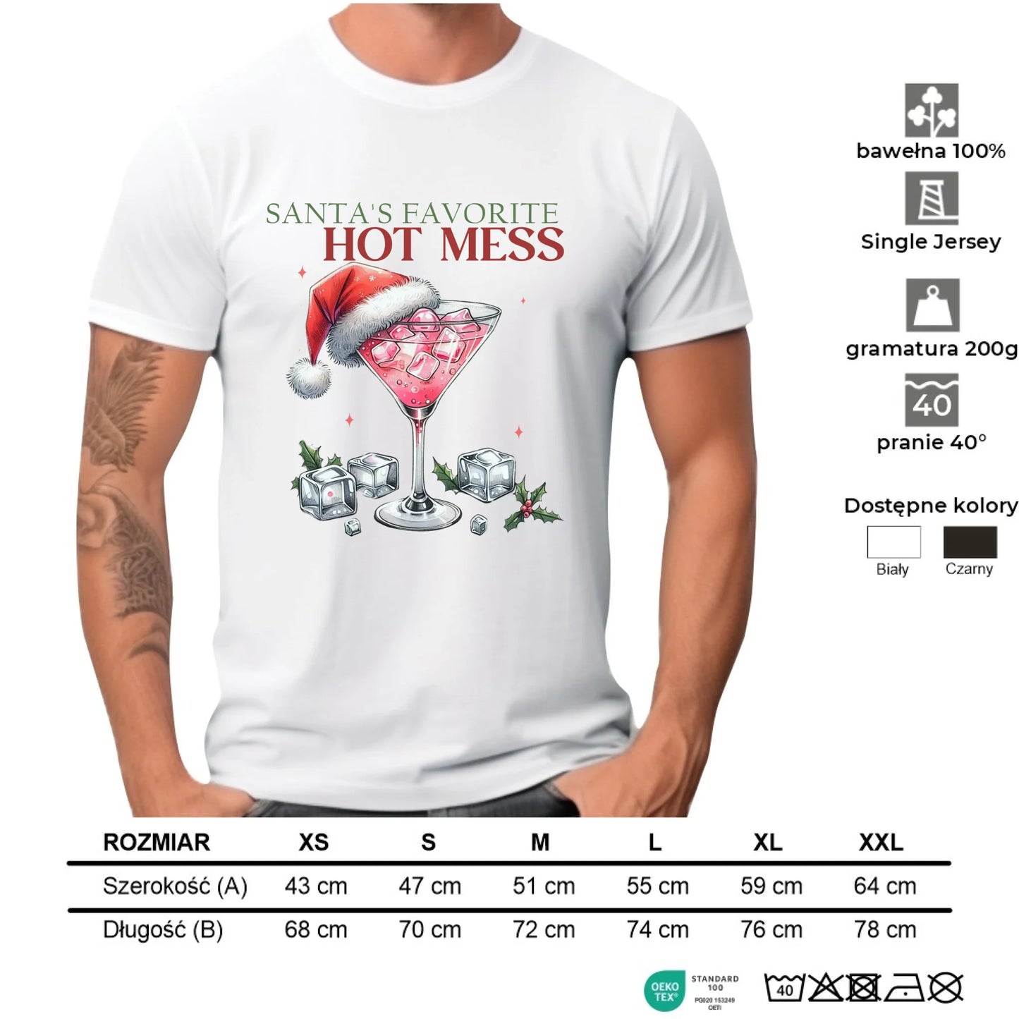 Koszulka męska świąteczna - Santa's favorite hot mess BN75