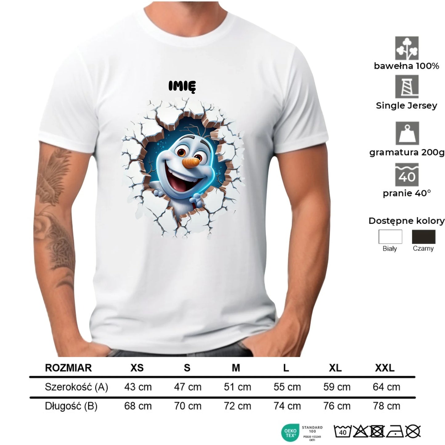 Koszulka męska świąteczna - Bałwan 3D - personalizowana BN84