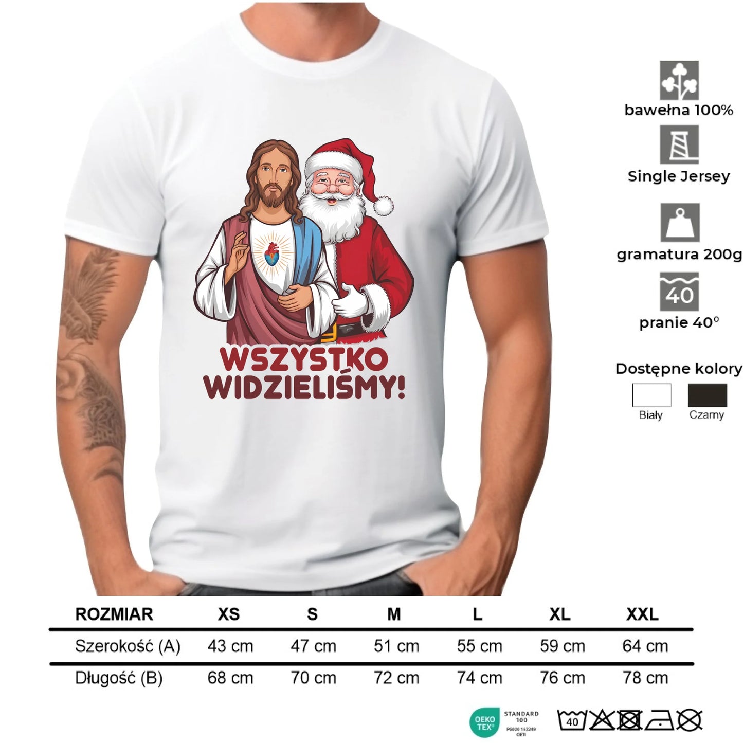 Koszulka męska świąteczna - Jezus i Mikołaj Wszystko widzieliśmy BN89