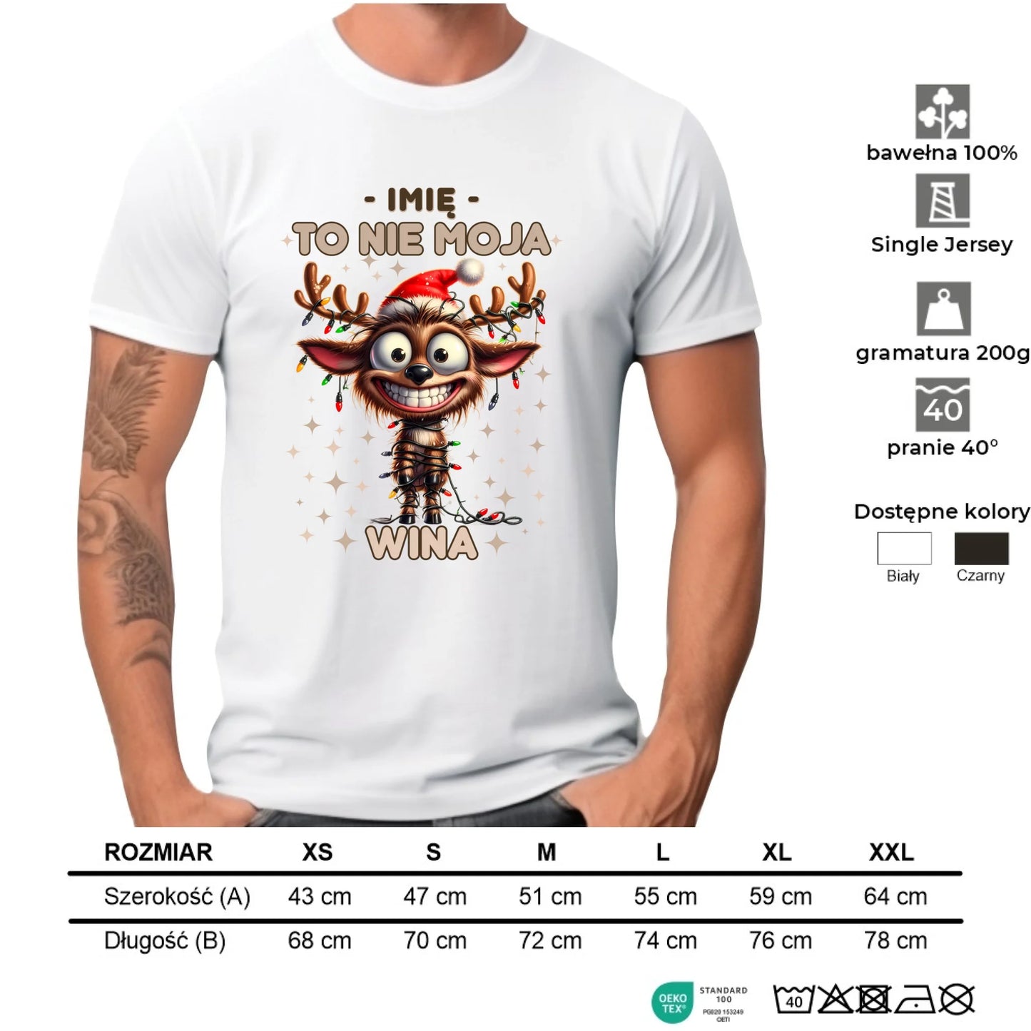 Koszulka męska świąteczna - Renifer To nie moja wina - personalizowana BN93