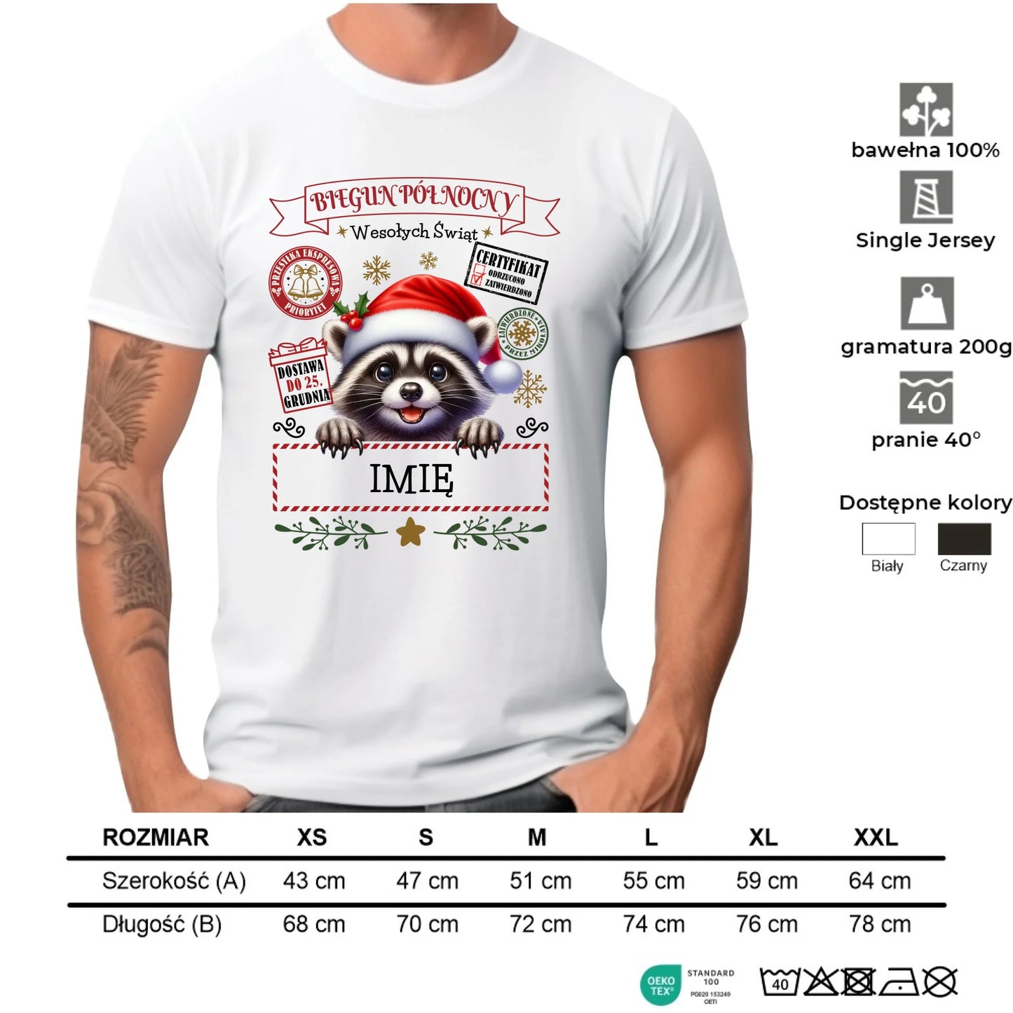 Koszulka męska świąteczna - Szop Paczka od Mikołaja - personalizowana BN145