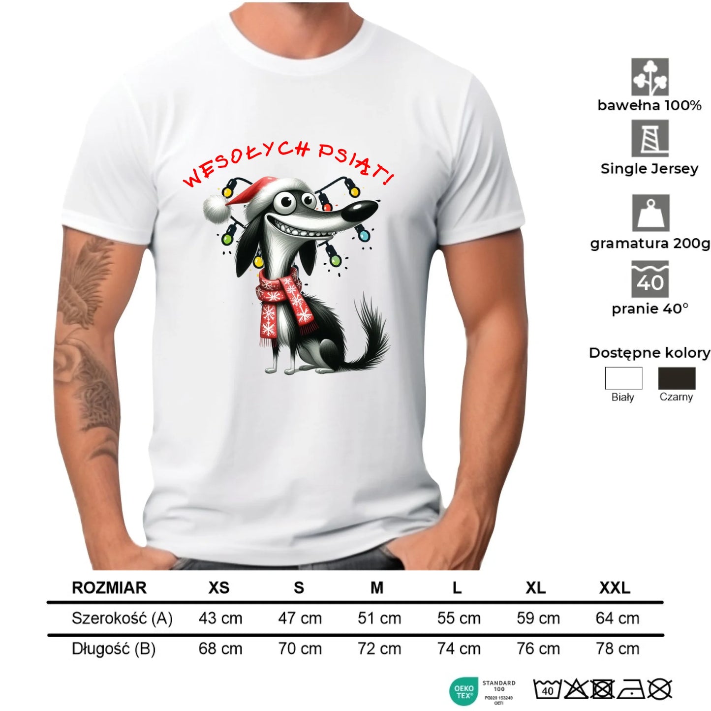 Koszulka męska świąteczna - Pies Wesołych psiąt BN140