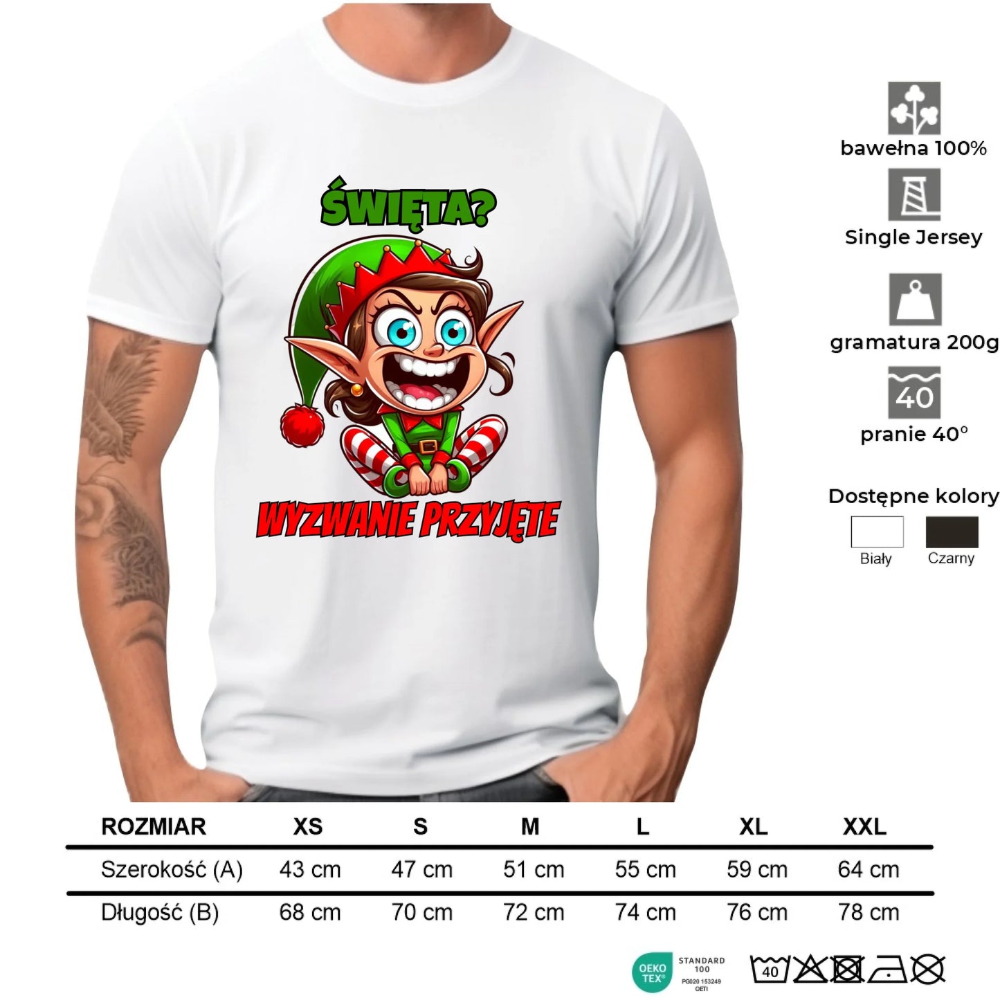 Koszulka męska świąteczna - Skrzat Wyzwanie przyjęte BN100