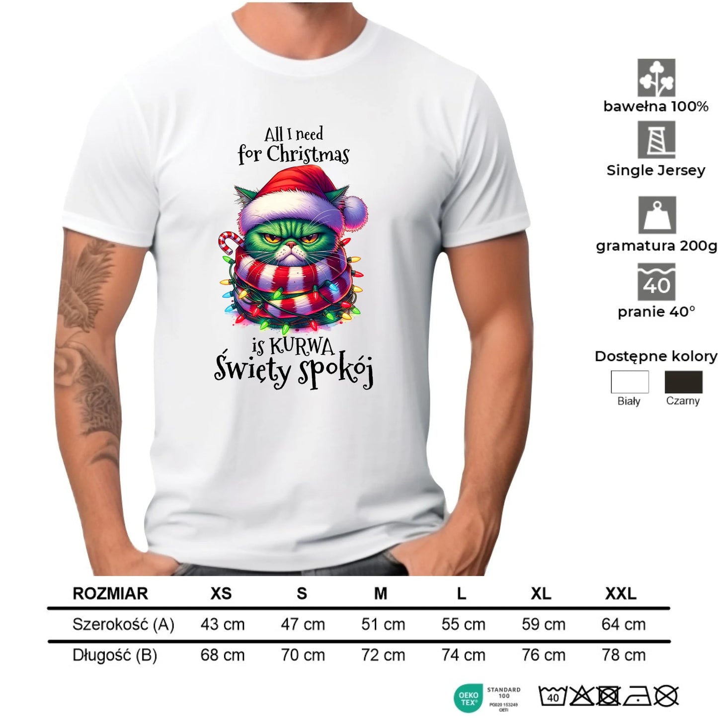 Koszulka męska świąteczna - All I need for Christmas is ku*wa święty spokój - bez cenzury BN101