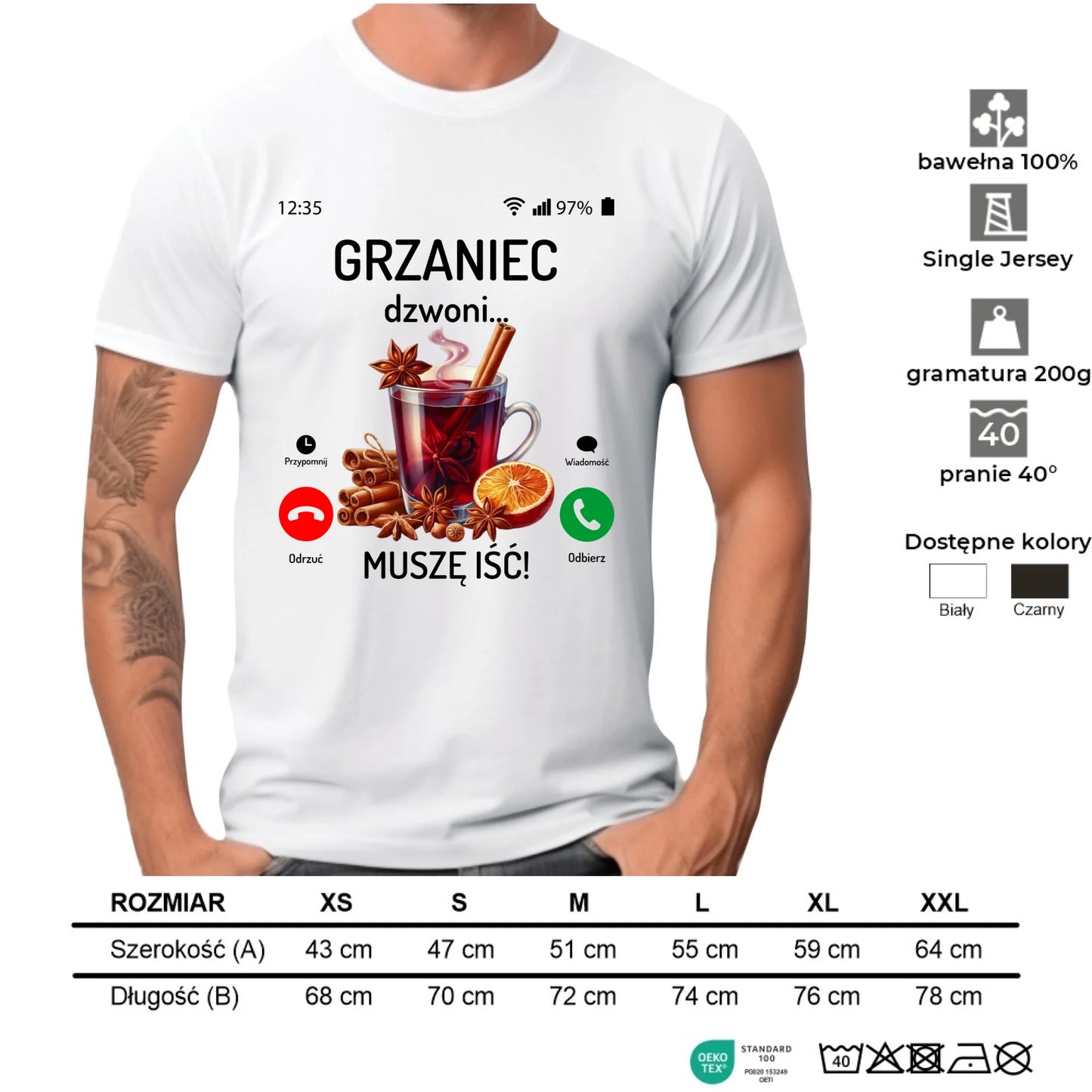 Koszulka męska świąteczna - Grzaniec dzwoni, muszę iść BN127