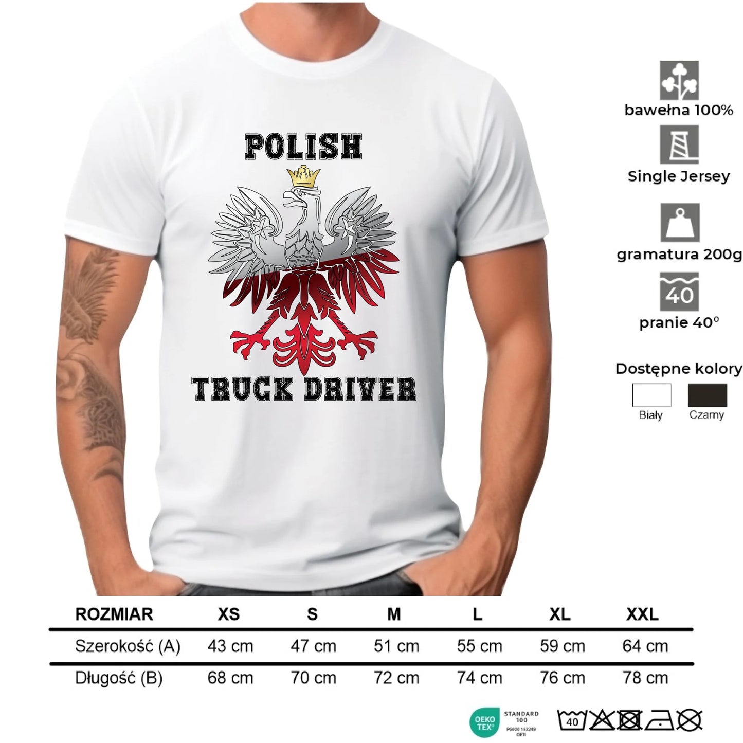 Koszulka męska dla kierowcy ciężarówki - Polish Truck Driver ZKT06