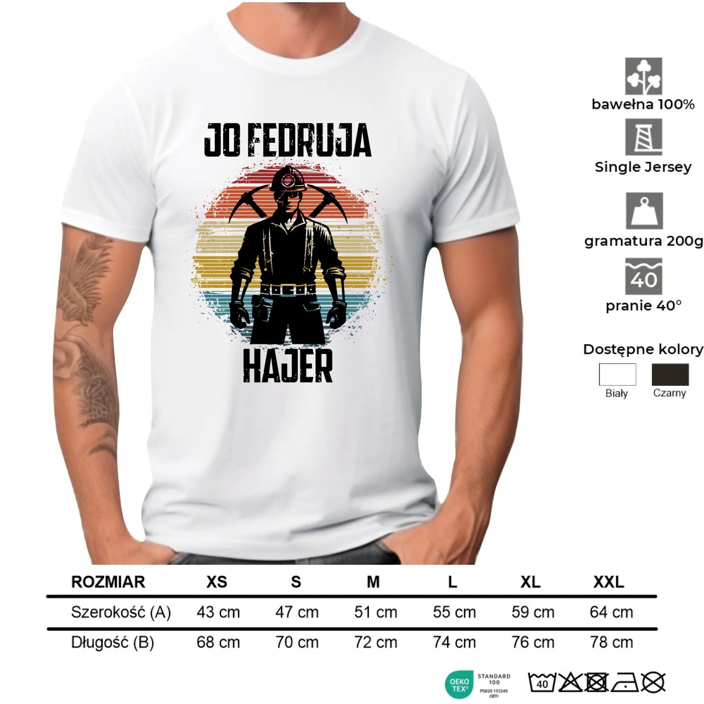 Koszulka męska - prezent dla górnika - Jo fedruja Hajer G26