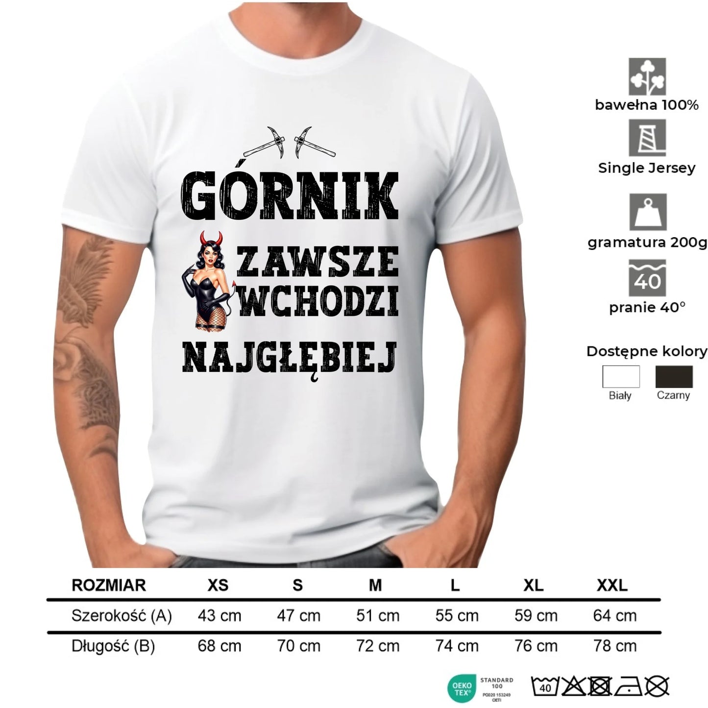 Koszulka męska - prezent dla górnika - Górnik zawsze wchodzi najgłębiej G22