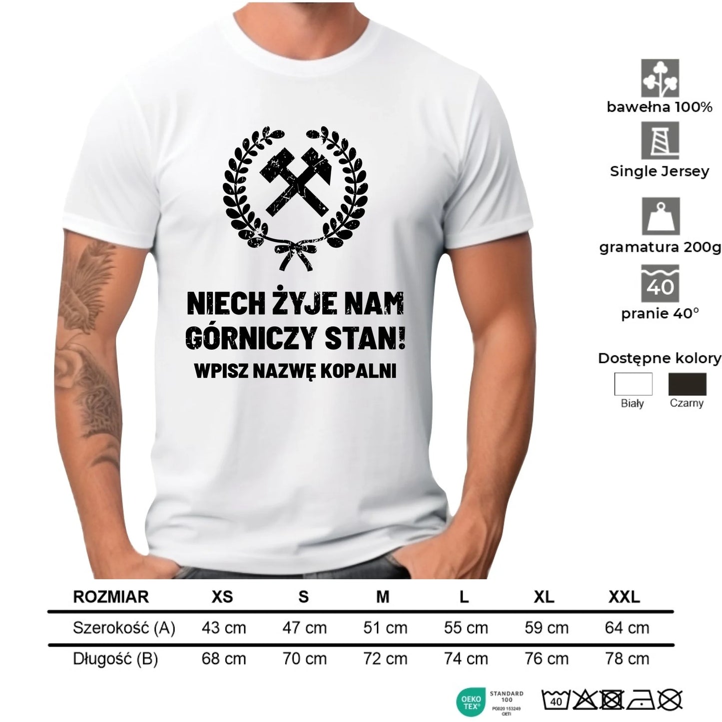 Koszulka męska - prezent dla górnika - Niech żyje nam górniczy stan - personalizowana G24