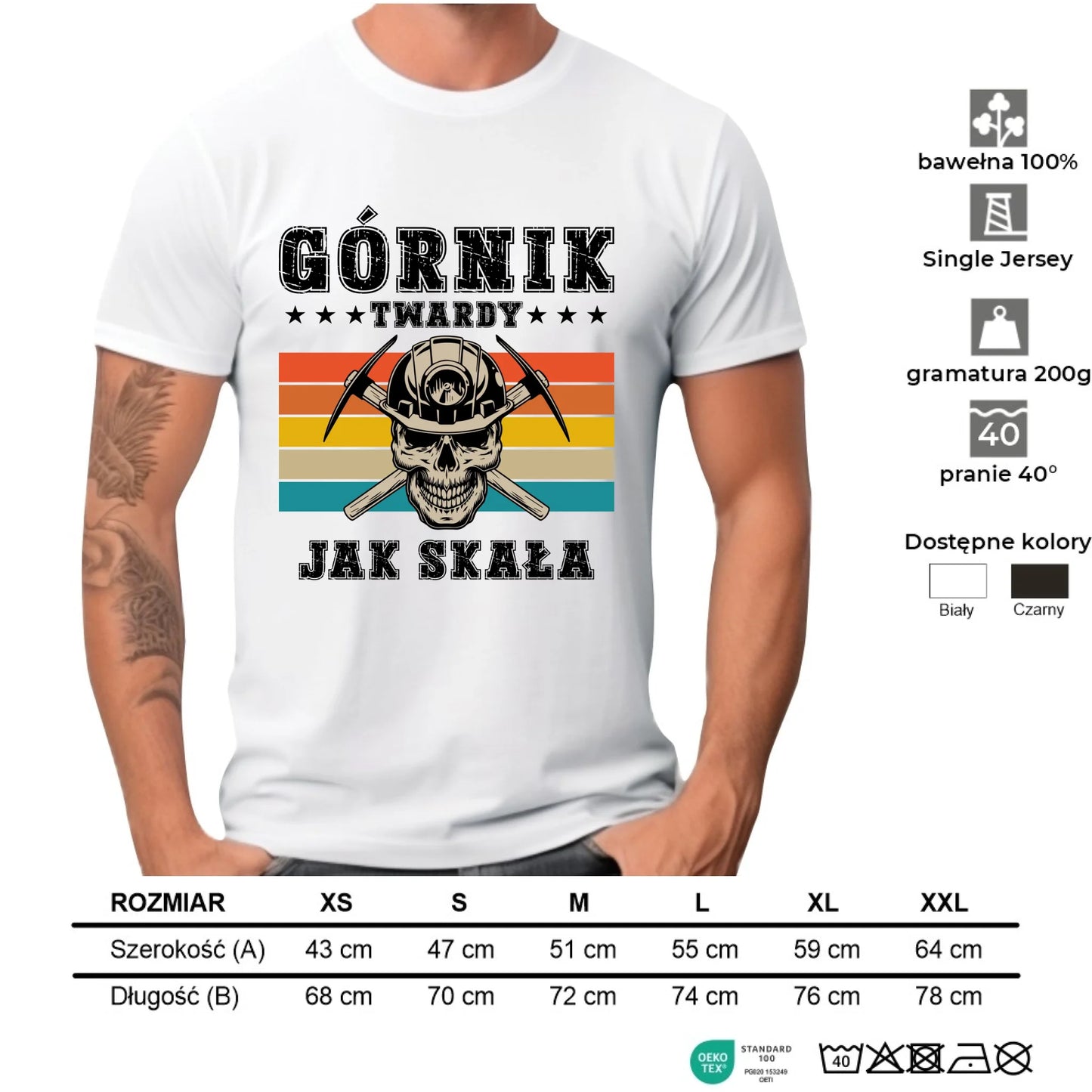 Koszulka męska - prezent dla górnika - Górnik twardy jak skała G21