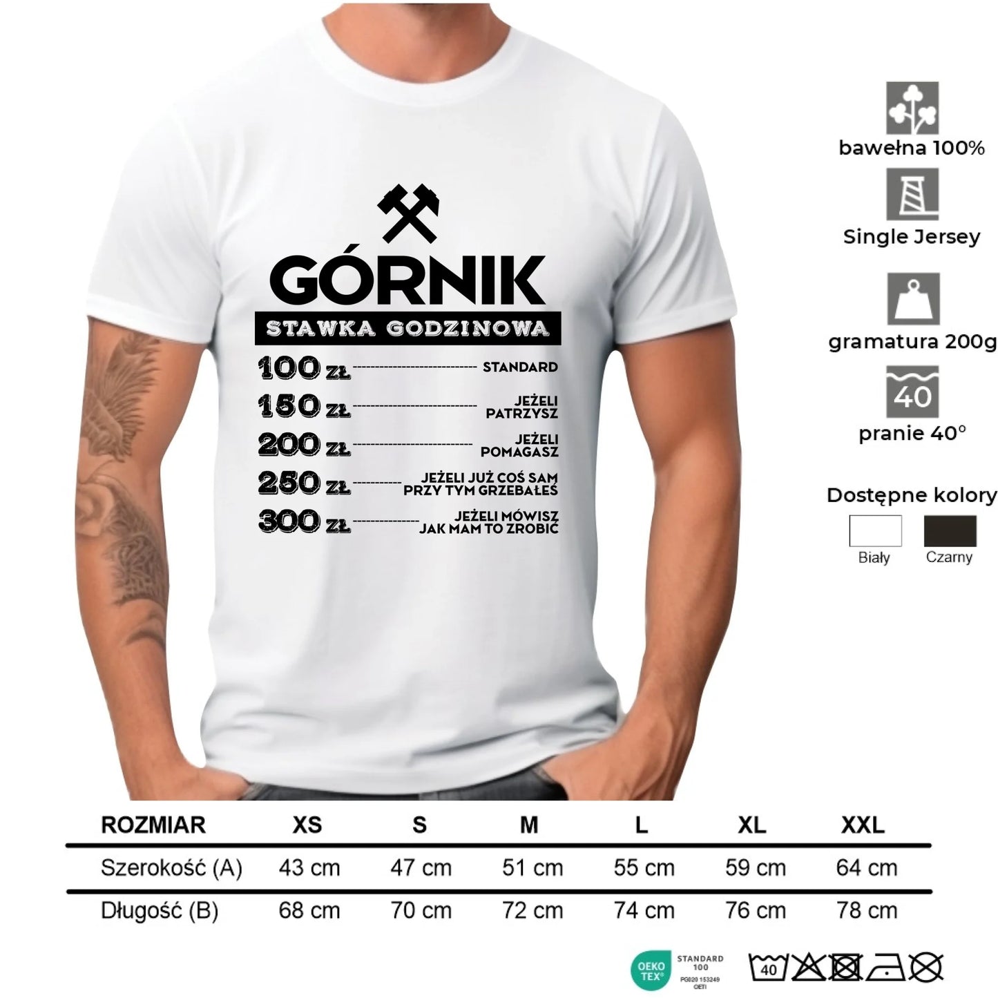 Koszulka męska - prezent dla górnika - Górnik stawka godzinowa G14