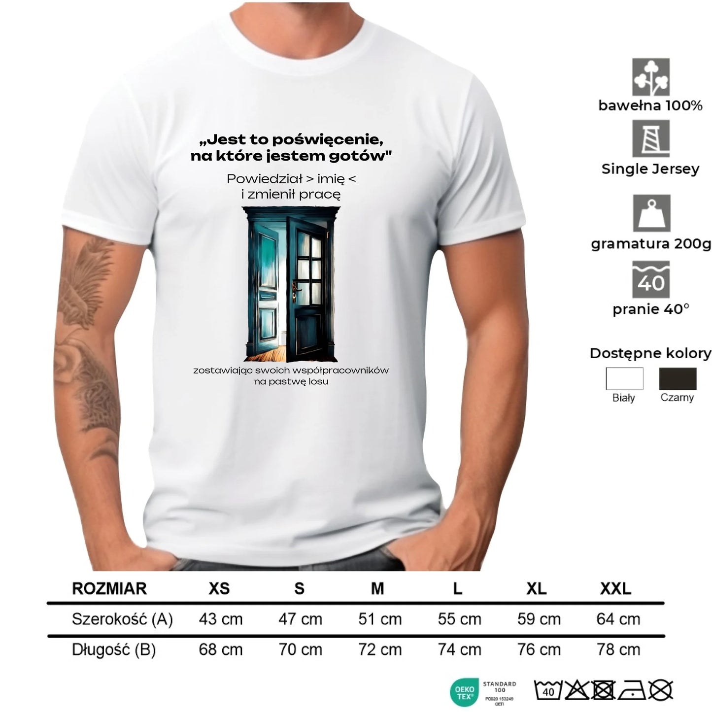 Koszulka męska na odejście z pracy - Poświęcenie, na które jestem gotów - personalizowana OP02