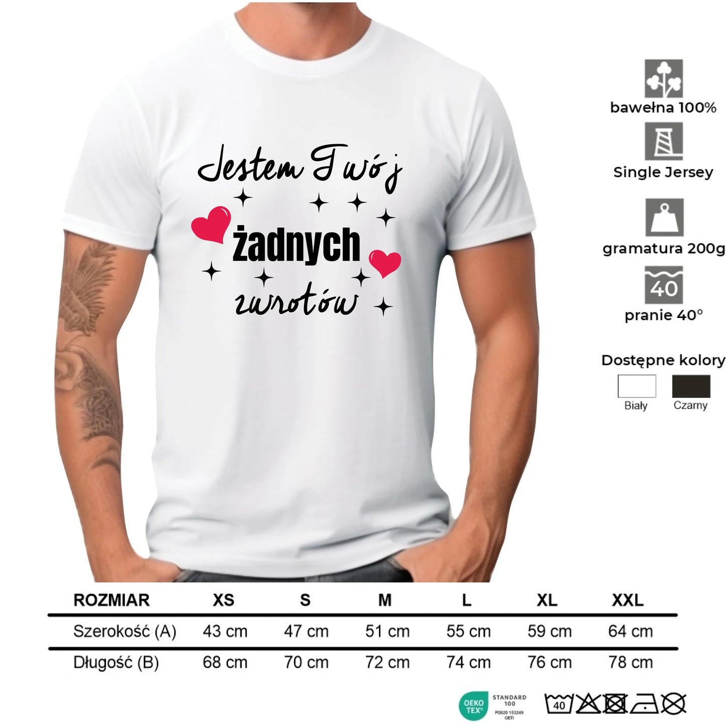 Koszulka męska dla par - Jestem Twój żadnych zwrotów W29 - StoryCups.pl