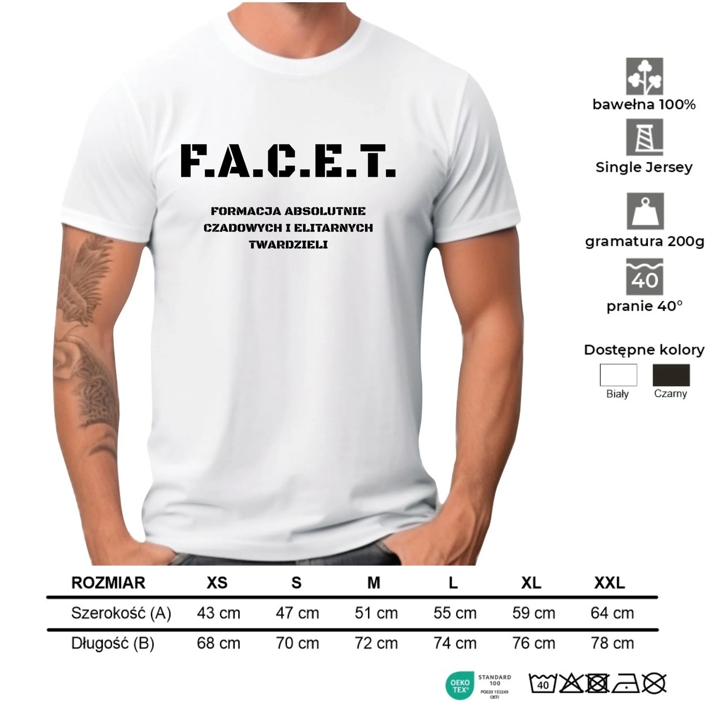 Śmieszna koszulka męska - Prezent dla chłopaka kolegi - F.A.C.E.T. Formacja Absolutnie Czadowych i Elitarnych Twardzieli DCH23
