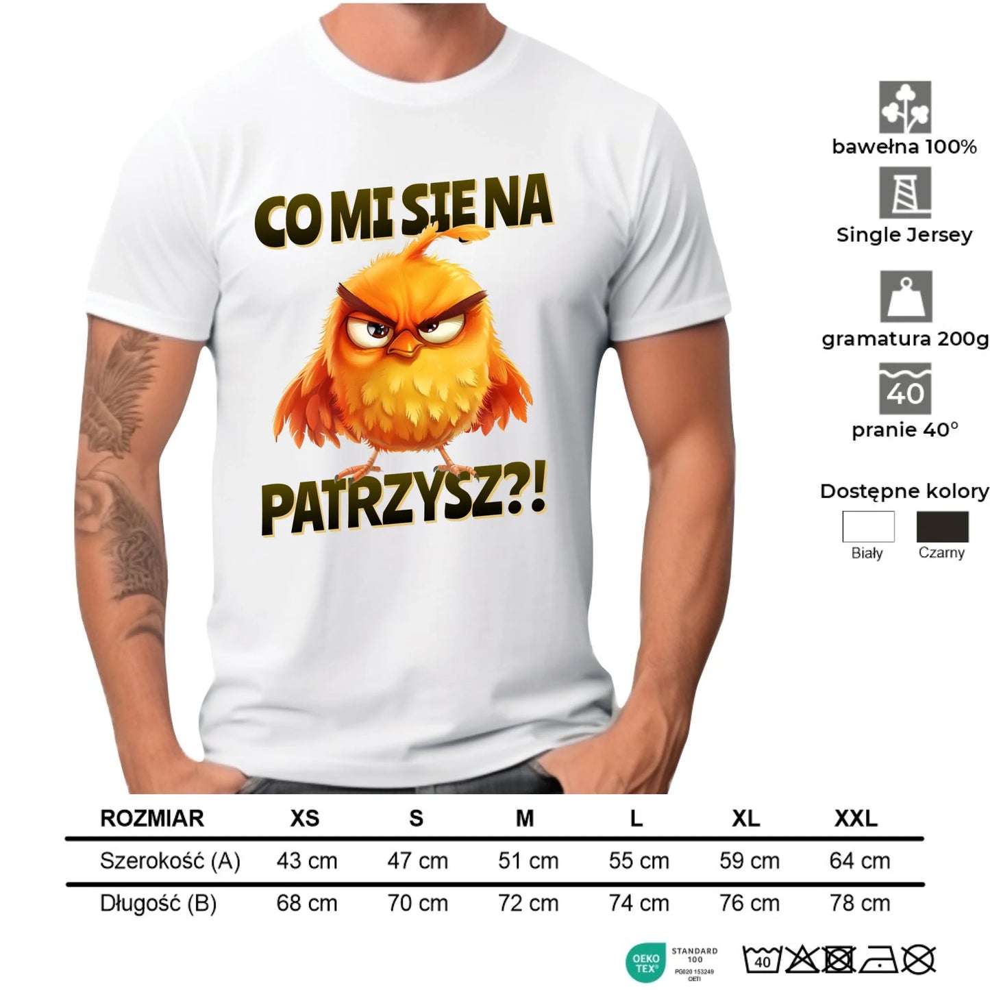 Śmieszna koszulka męska - Prezent dla chłopaka kolegi - Co mi się na ptaka patrzysz DCH24