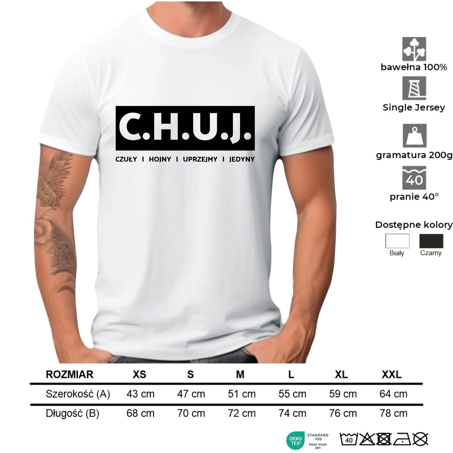 Koszulka męska - prezent dla kolegi na Dzień Chłopaka przyjaciela - C.H.U.J. - bez cenzury DCH12