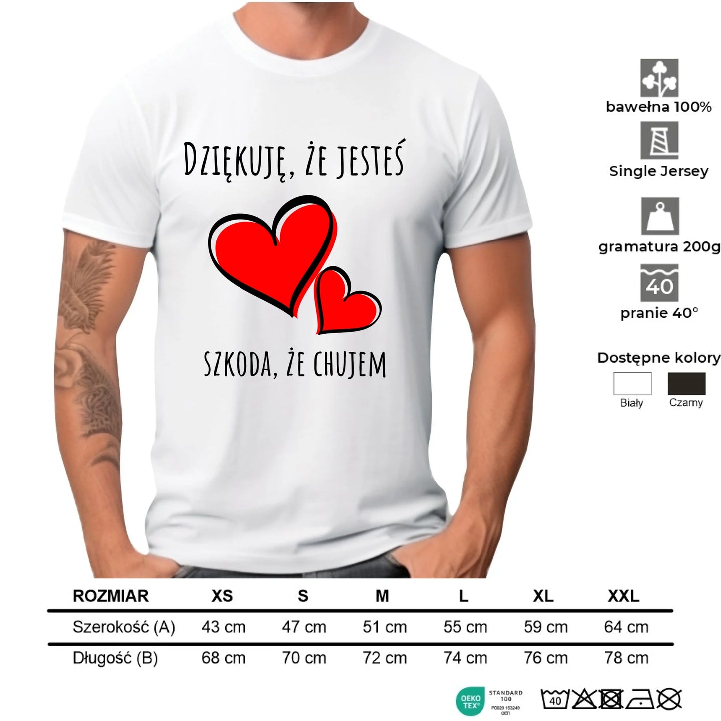 Koszulka męska - Dziękuję, że jesteś szkoda, że ch#jem - bez cenzury - czarna DCH10