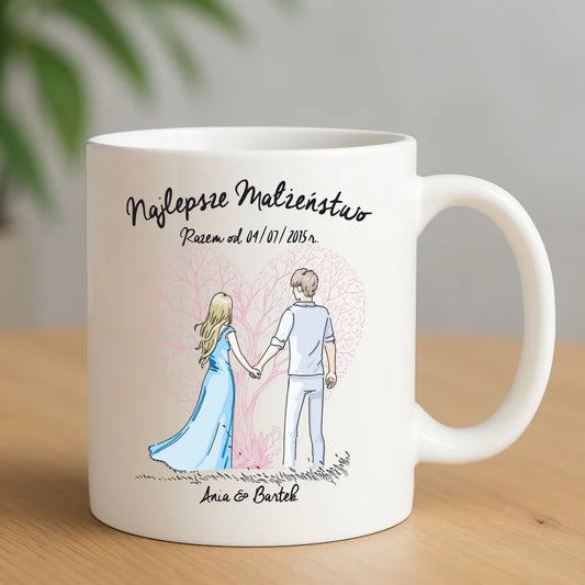 Kubek dla par - Najlepsze małżeństwo - personalizowany W03 - StoryCups.pl
