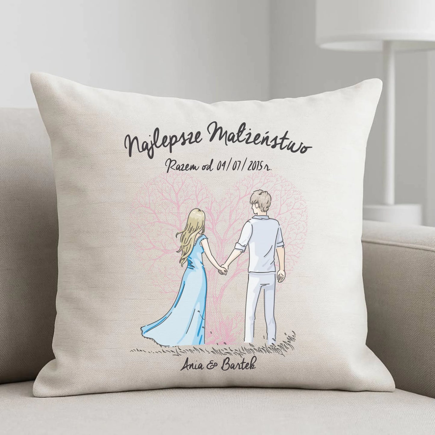 Poduszka dla par - Najlepsze małżeństwo - personalizowana W03 - StoryCups.pl