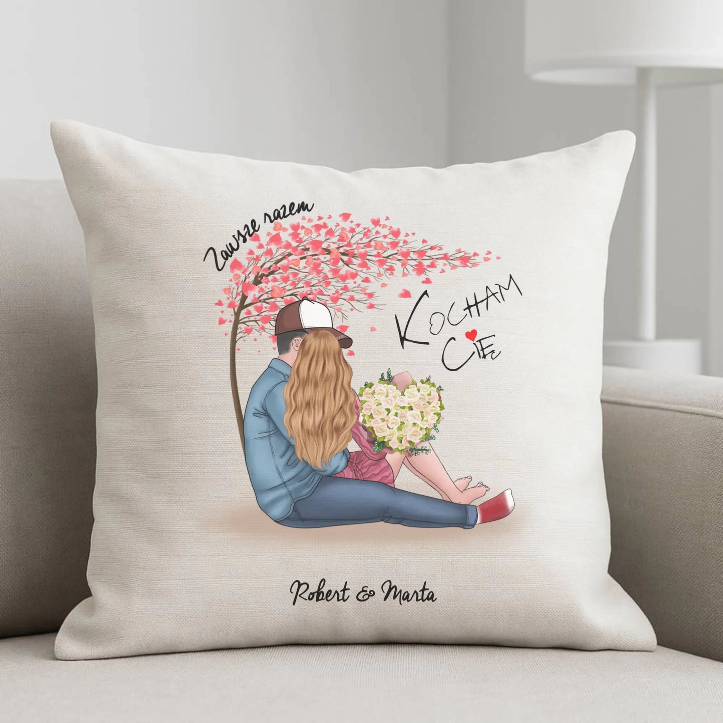 Poduszka dla par - Zawsze razem - personalizowana W04 - StoryCups.pl