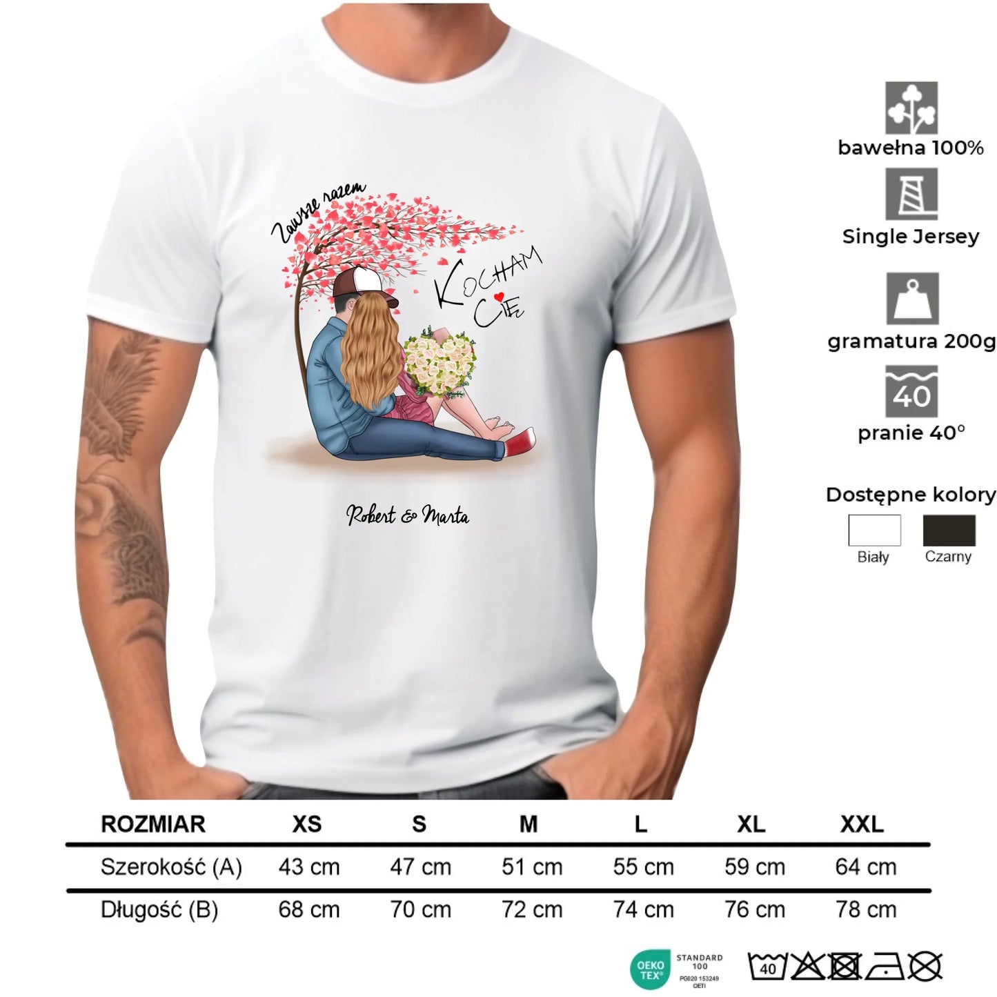 Koszulka męska dla par - prezent dla chłopaka narzeczonego męża - Zawsze razem - personalizowana W04 - StoryCups.pl