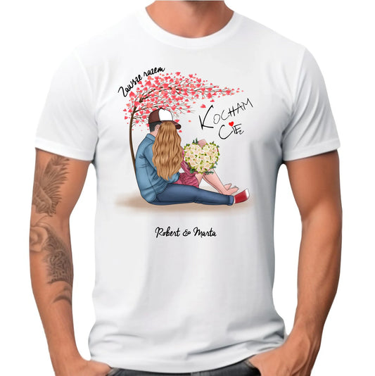 Koszulka męska dla par - prezent dla chłopaka narzeczonego męża - Zawsze razem - personalizowana W04 - StoryCups.pl