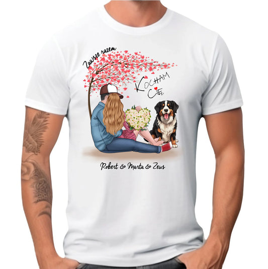 Koszulka męska dla par + Berneńczyk - Zawsze razem - personalizowana W04A - StoryCups.pl