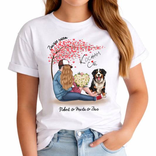 Koszulka damska dla par + Berneńczyk - Zawsze razem - personalizowana W04A - StoryCups.pl