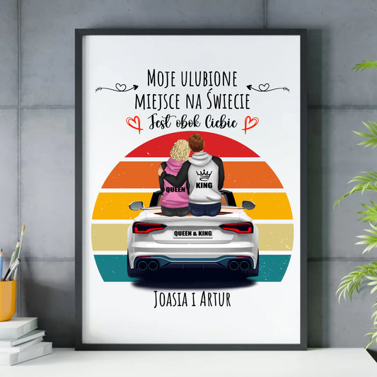 Plakat w ramie dla par - Moje ulubione miejsce - personalizowany W06 - StoryCups.pl