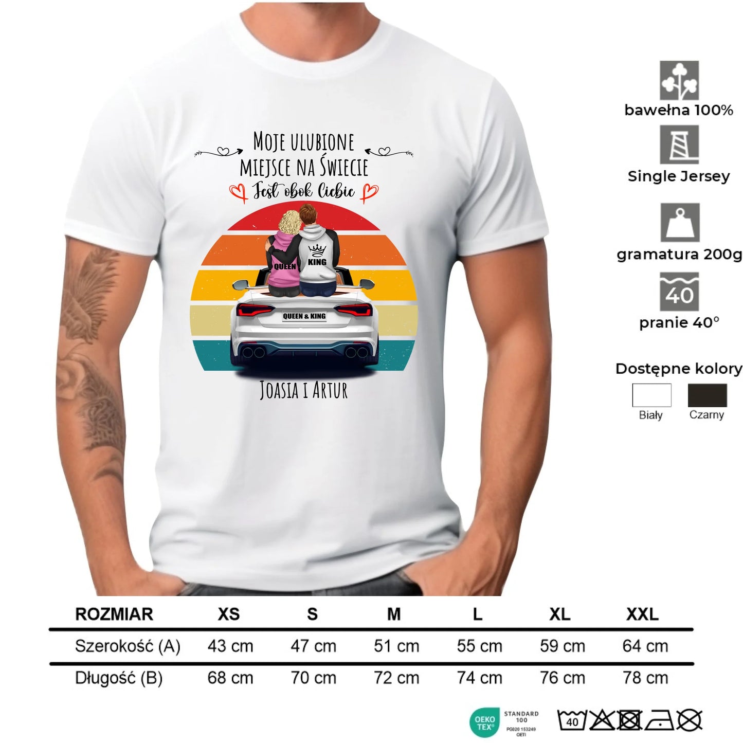 Koszulka męska dla par - Moje ulubione miejsce - personalizowana W06 - StoryCups.pl