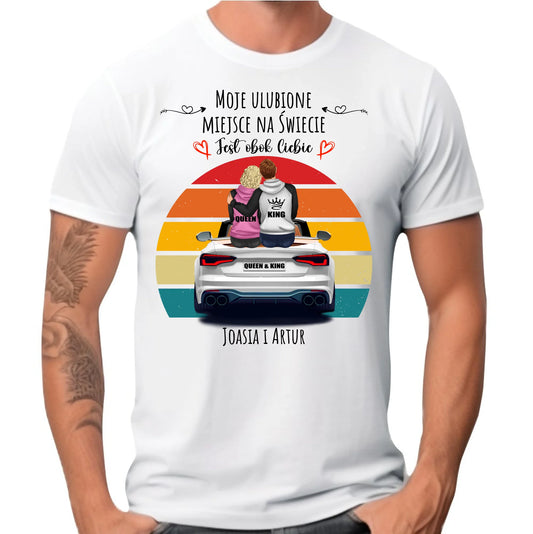Koszulka męska dla par - Moje ulubione miejsce - personalizowana W06 - StoryCups.pl