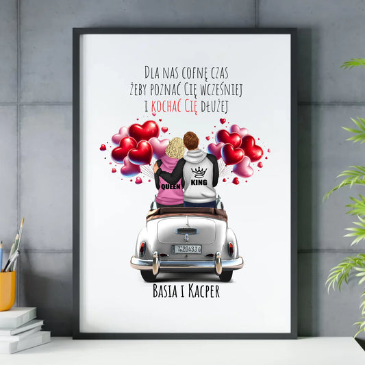 Plakat w ramie dla par - Dla nas cofnę czas - personalizowany W08 - StoryCups.pl