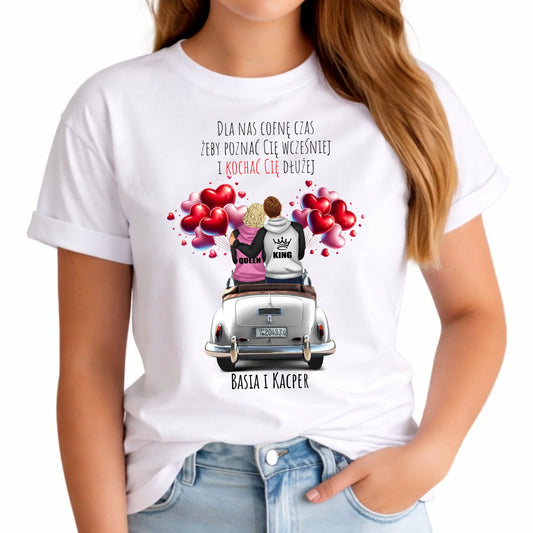 Koszulka damska dla par - Dla nas cofnę czas - personalizowana W08 - StoryCups.pl